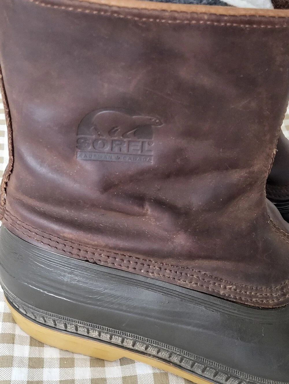 Sorel Brown Leather & Rubber Winter Pull-On Boots, Removable Wool Liner, Sz 10